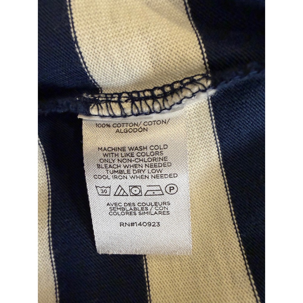 Ann Taylor Navy and White Striped V-Neck Sleeveless Button Cardigan - Picture 6 of 6